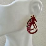 🐾 Vintage Laurel Burch "Terra" Red Enamel Dog Earrings Photo 4