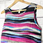 Dana Buchman Colorful Striped Sleeveless Blouse Top Size Medium Pink Blue Black Photo 2