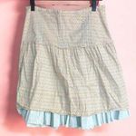 American Eagle  100 % Cotton High-Low Floral Pleated Skirt Size 14 Cream and Blue Photo 1