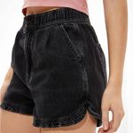 American Eagle AE Black High Rise Elastic Waist Mom Shorts Photo 1