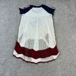 Free People  Mustang Band T Shirt Crochet Overlay XS White Red Blue Boho Festival Photo 1