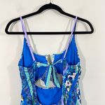 Lucky Brand  Women's Blue Floral Graphics V-neck Cutout One Piece Swimsuit Size L Photo 4