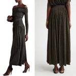 Zimmermann Illuminate Gathered Metallic Knit Flare Maxi Skirt Black Gold US 8 Photo 1