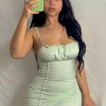 Princess Polly NWT  Rosebery pistachio green mini dress ruched bust ruffle Photo 0