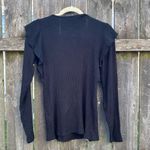 Lucky Brand Black Ribbed Ruffle Sleeve Sweater | M Photo 3