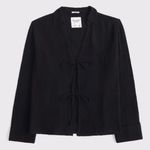 Abercrombie & Fitch Long Sleeve Oversized Tie-Front Gauzy Shirt Photo 7