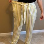 Primark linen pants from Ireland paper bag style yellow stripe straight wide palazzo Photo 3