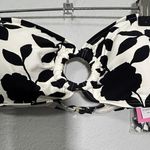 Kate Spade NEW Ring Opt Halter Bandeau Bikini Top Black White Floral Mod Medium Photo 0