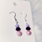 Lilac, Metallic Purple & Pink Beaded Earrings Photo 1