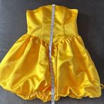 Short Yellow Strapless Homecoming Prom Dress Corset Back Bow Puffy Skirt Size M Yellow Size M Photo 12