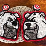 Bulldog Earrings UGA Dawgs University of Georgia Beaded Dangle Post New … Photo 8