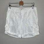 Joie  Womens White Linen Mid Thigh Cargo Shorts Size 8 minimalist Photo 4