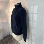 J.Crew Long Sleeve Sherpa Mock Neck Henley Buttons Pullover Navy Sweater Size S Photo 2