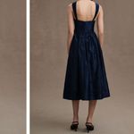 Anthropologie  BHLDN Poppy Square-Neck Satin Jacquard A-line Midi Dress US 6 Photo 1