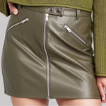 Wild Fable  Women's Faux Leather Moto Mini Skirt Olive Green Size 4 NWT Photo 3
