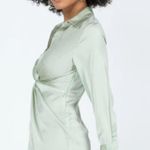 Princess Polly Sari Green Satin Long Sleeve Collared Mini Dress 8 Photo 2