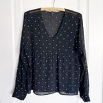 Maje  • Laone embroidered blouse top v-neck black crepe star print Photo 1
