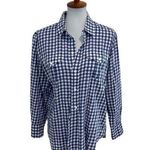 Madewell Gingham Plaid Button Down Long Sleeve Blouse Blue White Size Medium Photo 0