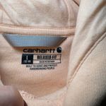 Carhartt  Relaxed Fit Hoodie Womens Large Peach Sweatshirt Logo‎ Sleeve Photo 5