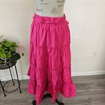 Jason Wu  $315 Tiered Hot Pink Ruffle Maxi skirt with slit size M New with Tags Photo 5