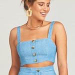 Show Me Your Mumu Adeline Chambray Denim Crop Top M Photo 0