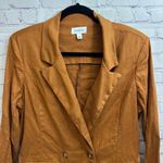 Evereve Alexa Double Breasted Linen Blend Blazer Burnt Orange Size Small Photo 1