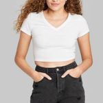 Target White Cropped V Neck Tee Photo 0