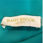 Ramy Brook  Teal Satin Ruched Mini Skirt with Ruffle Side Zip Size 4 Photo 2