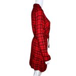 EXPRESS ‎ Dress Womens XS Red Black Plaid Shirt Dress Twist Front Office Casual Photo 1