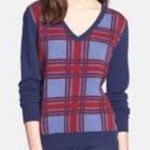 Equipment  Wool/Yak blend plaid v-neck pullover sweater size medium Photo 1