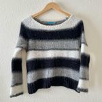 Alice + Olivia  Baby Alpaca Merino Wool Gray Black White Striped Sweater Photo 1