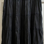 Garnet Hill  Black Silk Crinkle Midi Skirt Petite Size 8 Photo 0