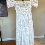 House Of CB 'Tallulah' White Floral Puff Sleeve Midi Dress NWOT L Photo 3