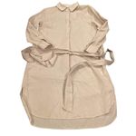 Mersea cotton Button Up essential Shirt Dress Long Sleeve striped Belted S Tan Photo 1