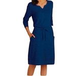 Soft Surroundings Easy Living Dress Denim Blue Cinched Waist Women's Size Large Photo 9