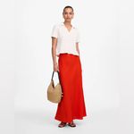 Madewell  women’s Linen Maxi Slip Skirt red Size 12 NWT Photo 1