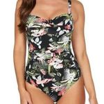 Nip Tuck Swim One Piece Floral Tummy Control Swimsuit US 10 Summer Vacation Black Photo 0