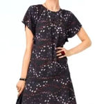 CAbi  Dress Women Small Black Muse Floral Print Flutter‎ Sleeve Mini Boho Cottage Photo 0