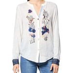 Desigual  | Small | Boho Embroidered Sequin Birds Long Sleeve Collarless Shirt Photo 0