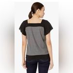 Vince Camuto  Boxy Gray and Black Cap Sleeve Blouse Size L Photo 1