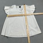 Worthington  Petite Top Blouse P Small  Womens White V Neck Flutter Sleeve Ruffle Photo 2