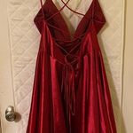 Clarisse Short Satin Formal Dress in Wine Photo 4