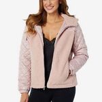 Kate Spade Light Pink Mixed Media Teddy Fleece Hooded Quilted Coat Size Small Photo 0