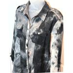 Macaron Women Tie Dye Corduroy Button Up Shirt Jacket Medium Wearable Art Black Photo 4
