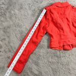 Free People  Moto‎ Jacket Size 4 Red Linen Blend Asymmetrical Zip Cropped Y2K Photo 7