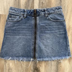 We The Free  by Free People Blue Zip-Front Distressed Denim Mini Skirt Size 25 Photo 0
