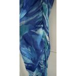 Women’s Blue Green Abstract Floral Cowl Neck Strappy Back Ruched Maxi Dress Sz S Photo 5