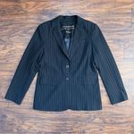 Norma Kamali • black pinstriped blazer jacket two button tailored designer Photo 0
