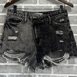 Vervet Cross waist Distressed Black and Gray Denim Shorts Women’s Size Medium Photo 0