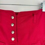 Vtg Y2K Corset Waist Red Pleated Mini Skirt Sz 2 High Rise Button Fly Photo 3